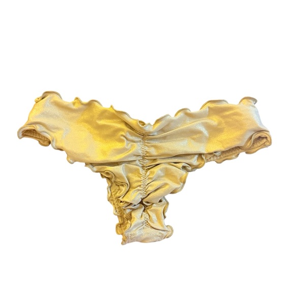 Luli Fama Shimmer Gold Ruffle Bikini Bottom 💛 - Picture 2 of 5